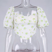 Victoria Floral Print Bustier Crop Top