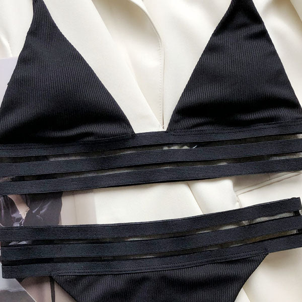 Ellina Ribbed Triangle Top Bikini Set