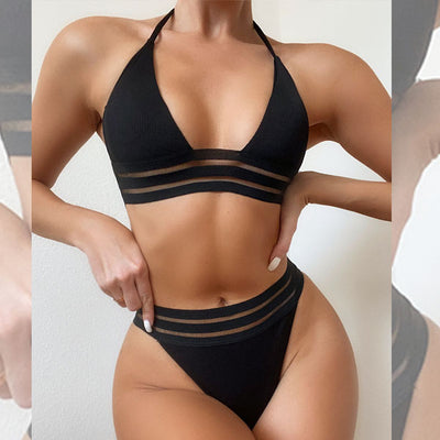 Ellina Ribbed Triangle Top Bikini Set