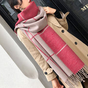 Maggie Plaid Tassel Shawl