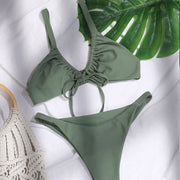 Nalia Ruched Tie Front Bikini Set