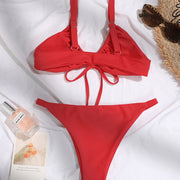 Nalia Ruched Tie Front Bikini Set