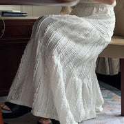 Adrina White Embroidered Tiered Maxi Skirt