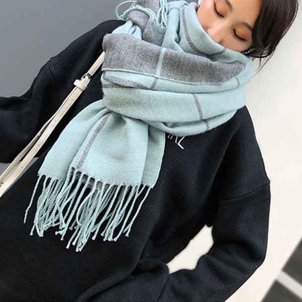 Maggie Plaid Tassel Shawl